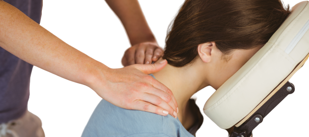 health benefits corporate massage, seated massage, lady on chair